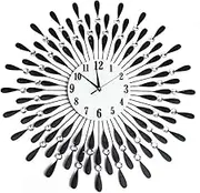Large Modern 3D Crystal Wall Clock Luxury Art Metal Round Home Decor