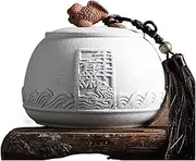 Vintage Ceramic Tea Jar， kitchen storage,Porcelain Tea Canister for Loose Tea Retro Rough Pottery Loose Tea Tin Tea Storage Tea Caddy Tea Canister Tea Storage Container Tins Jar(White,2000ML)