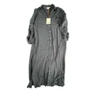 Knox Rose Dress Women Small Black Button Down Knee Length Long Sleeve NWT