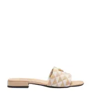 Embroidered fabric slides 40 Beige / chalk white