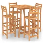 5-Piece Outdoor Bar Set Garden Patio Dining Stool Chairs Table Solid Acacia Wood