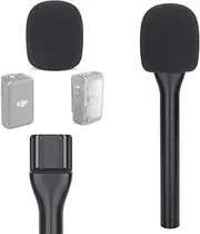 YOUSHARES DJI Mic 1/2 Interview Microphone Handheld Adaptor, USB, Portable, Lightweight Mic Windscreen with Pop Filter