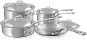 [Mauviel] M'Cook 5-Ply Polished Stainless Steel 9-Piece Cookware Set With Cast Stainless Steel Handles, Made In France