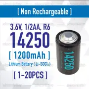 LS14250 ER14250 3.6V Lithium Battery 1/2AA R6 Li-SOCl2 nipple Non rechargeable