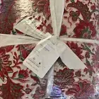 New~Pottery Barn Jane Handcrafted Floral Block Print Quilt~Red~ Queen Reversible
