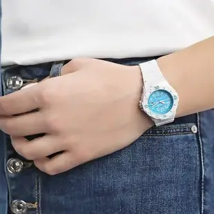 【WANgT】CASIO 卡西歐 LRW-200H 時尚活力 亮面格紋 無字漸層 輕巧防水 白色錶帶 手錶 35mm