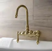 Two-Handle 2-Hole Tub Wall Mount Clawfoot Tub Faucet, Brushed Brass AE1T7
