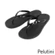 【Pelutini】排列水鑽亮面夾腳拖鞋 黑色(1212W-BL)