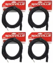 4 Rockville RCXMB20-B Black 20' Male REAN XLR to 1/4'' TRS Balanced Cables