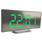 Night Light Alarm Clock Digital LED Green Display Battery Operated Mirror NEW