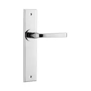 Iver Annecy Door Lever Handle on Chamfered Backplate Polished Chrome