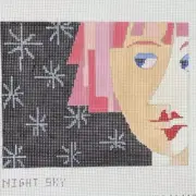 Hand painted Needlepoint canvas Penny MacLeod Woman Night Sky 13ct 8x6.25 fun