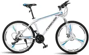 Folding Mountain Bike, 24" Unisex Shock Absorber Bicycle 24 Speed Double Disc Brake Aluminum Alloy Frame Cross Country Bicycle Slip Wear Tire,Blue