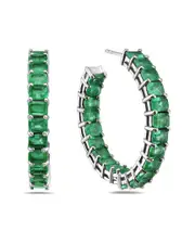 Forever Creations 14K 7.00 ct. tw. Emerald In-Out Hoops