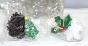 Christmas 12pc Shower Curtain Rings Pine Cone, Snowflake, Christmas Tree & Holly