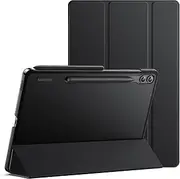 [JETech] Case for Samsung Galaxy Tab S9 FE+ / S9 FE Plus 12.4-Inch, Slim Translucent Back Tri-Fold Stand Protective Tablet Cover, Support S Pen Charging, Auto Wake/Sleep (Black)