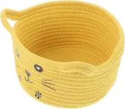 Toddmomy Woven Cotton Rope Storage Basket with Adorable Cat Ears Cute Pet Organizer for Dogs and Cats Decorative Nursery Accent Small Pink Design Hygienic and Washable Storage