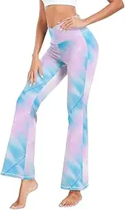 [GuoChe] Blue Aqua Bootcut Yoga Pants Fashion Athletic Yoga Pants for Dance Relax S