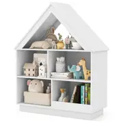 Babyjoy 3-Tier Kids Storage Bookshelf Dollhouse Bookcase House-Shaped Toy Organizer Children Display Shelf White
