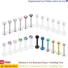 6PCS Labrets Piercing Ear Lip Bioflex Surgical Steel with Flat Ends