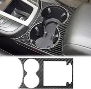 SUNJIKA Compatible with Carbon Fiber Center Console Gear Shifter Water Cup Holder Panel Cover Trim Interior Accessories for Porsche Macan 2014 2015 2016 2017 2018 2019 2020 2021 (Black 1pc)