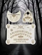 White Wooden Engraved Magic Ouija Board Metaphysical 3 Piece Set