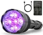 New UV5 385-395nm UV Flashlight Rechargeable High Intensity 5 LED Black Light...