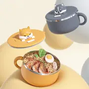 Noodle Bowl Meal Container Ramen Bowl with Lid Spoon for Dorm Office Layered