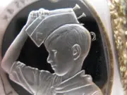 7/8-OZ STERLING SILVER COIN COURTEOUS SPIRIT OF BOY SCOUTS OF AMERICA +GOLD -