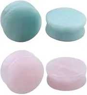 [NewZenro] 2Pairs Rose Quartz Aventurine Natural Organic Stone Ear Plugs Gauges Tunnel Expanders Stretcher Double Flared Amazonite Flesh Piercings Body Jewelry Set