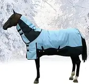 1200D Waterproof Breathable Horse Rain Sheet w/Neck Cover,Winter Thickened Warm Large Horse Blanket,Saddlery Supplies (115cm)