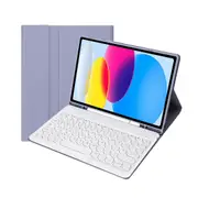 2022 Ipad 10.9 Bluetooth Keyboard Leather Case With Pen Slot Lambskin Texture Purple Keyboards