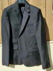 CARTIER ~ Navy/Black 48R Two-Button Uniform Wool Jacket~Sleeve Length: 26 inches