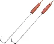 2Pcs Portable Barbecue Fork Meat Skewers with Ergonomic Non Slip Handle for Camping Outdoor Grilling and BBQ Parties