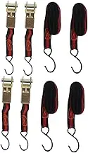 SHINEOFI 4PC Heavy Duty Cargo Tie Down Straps Ratchet Binding Belt with Reinforced Hooks for Securely Fastening Heavy Loads for Truck and Luggage Transport