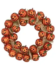 Northlight Jack O'Lantern Burlap Ribbon Halloween Wreath