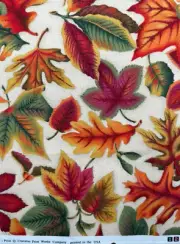 Cranston Print Works Multicolor Fall Leaf Allover Print Cotton Fabric Remnant