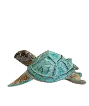 Aqua New Turtle Wall Hanging Decoration, Hand Carved Wood