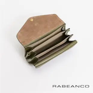 【RABEANCO】質感平滑牛皮手拿斜背鏈帶皮夾包(橄欖綠)