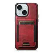 For Iphone 15 Oil Eax Leather Magsafe Detachable Wallet Phone Case