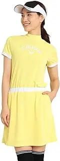[Callaway] C24129200 Women's Short Sleeve Mock Neck Dress (Brand Logo, Sweat Absorbent, Quick Drying), Golf