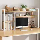 2 Tier Desktop Bookshelf for Computer Desk, Countertop Hutch Bookcase Organizer,