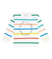 [Stella McCartney Kids] Stella McCartney Kids Logo striped cotton jersey sweatshirt Y 4 white