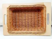 14 5/16" Width Pullout Wicker Baskets with Handles and Beechwood Frame & Runners