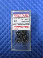 EAGLE CLAW FISH-HOOKS LAZER SHARP Size 1 Style L374T Bronze Finish 20 Count Box