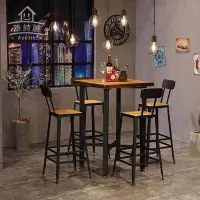在飛比找蝦皮商城精選優惠-簡約家用正方形酒吧吧臺桌美式實木小方桌咖啡廳桌椅商用組合高桌