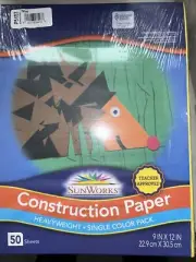 SunWorks Heavyweight Construction Paper 9 x 12 Inches Yellow 2 packs of 50 each