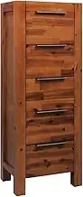 Rustic Chest of Drawers Solid Acacia Wood with 5 Spacious Drawers, Bedroom Organizer, 45x32x115 cm Tall Storage Dresser for Kids Clothing, Durable Furniture Piece