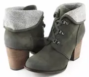 $170 SPLENDID LYON Slate Suede Designer Lace Up Ankle Stacked Heel Boots 7.5