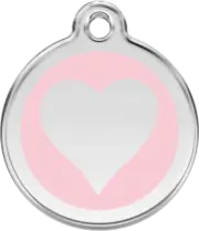 Red Dingo Enamel Pink Heart Tag - Lifetime Guarantee - Cat, Dog, Pet ID Tag Engr